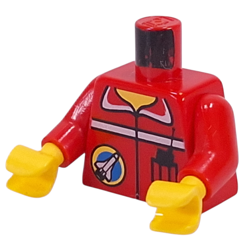 Lego Torso Space Port Logo and Radio in Pocket Print, Red Arms, Yellow Hands / Red