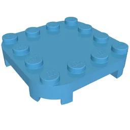 Plate Round Corners 4 x 4 x 2/3 Circle with Reduced Knobs / Dark Azure
