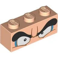 Brick 1 x 3 with Eyes, Dark Azure, Eyeshadow, Black Eyebrows Print / Light Nougat