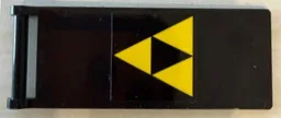 Flag 7 x 3 with Bar Handle with 3 Yellow Triangles Blacktron I Logo Pattern (Sticker) - Set 40580
