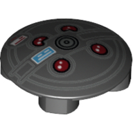 Lego Plate Round 2 x 2 with Rounded Bottom [Boat Stud] with Proton Pack Print