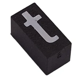 Modulex Tile 1 x 2 with White 't' Print, without Internal Supports / Modulex Tile Brown