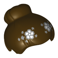 Lego Hair Top Knot Bun with Gray and White Flowers Print / Dark Brown