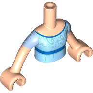Lego Minidoll Torso Girl with Medium Azure Dress, Blue Trim, Silver Stars print, Light Nougat Arms and Hands / Light Nougat