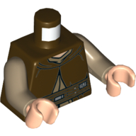 Lego Torso Robe with Dark Tan Undershirt, Reddish Brown Belt Print, Dark Tan Arms, Light Nougat Hands / Dark Brown