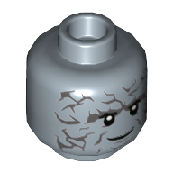 Lego Minifig Head Korg, Dark Bluish Gray Markings, Smile Print / Sand Blue