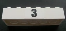 Brick 2 x 6 with Black '3' Pattern (Sticker) - Set 8672