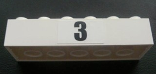 Lego Brick 2 x 6 with Black '3' Pattern (Sticker) - Set 8672