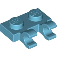 Plate Special 1 x 2 with Clips Horizontal [Open O Clips] / Medium Azure