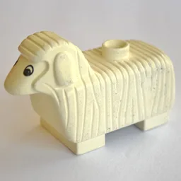Duplo Animal Sheep, with Black and White Eyes Print (Old Style) / White