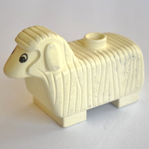 Lego Duplo Animal Sheep, with Black and White Eyes Print (Old Style) / White