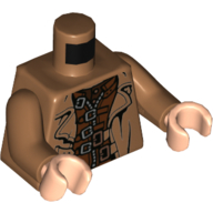 Lego Torso Trenchcoat over Reddish Brown Jacket with Silver and Copper Clasps Print (Mad-Eye Moody), Medium Nougat Arms, Light Nougat Hands / Medium Nougat