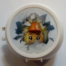 Pod, Round, Half Front with Hatching Egg with Chicken Figure Sticker / White