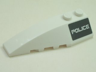 Lego Wedge 6 x 2 Left with 'POLICE' on Black Background Pattern (Sticker) - Set 5980