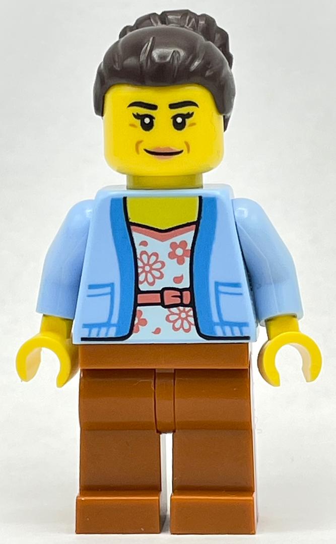 Lego Club Owner - Bright Light Blue Torso, Dark Orange Legs, Dark Brown Hair