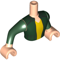 Lego Minidoll Torso Man with Dark Green Jacket, Yellow Shirt / Light Nougat