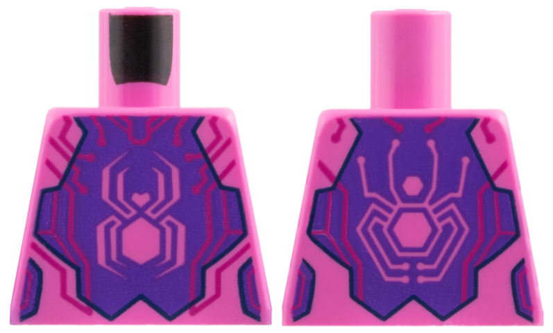 Lego Torso Magenta Circuitry, Dark Purple Breastplate with Spider Pattern