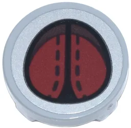 Tile, Round 2 x 2 Inverted with Round Buckle with Dark Brown and Dark Red Straps with Black Dotted Line Stitches Pattern (Sticker) - Set 76341