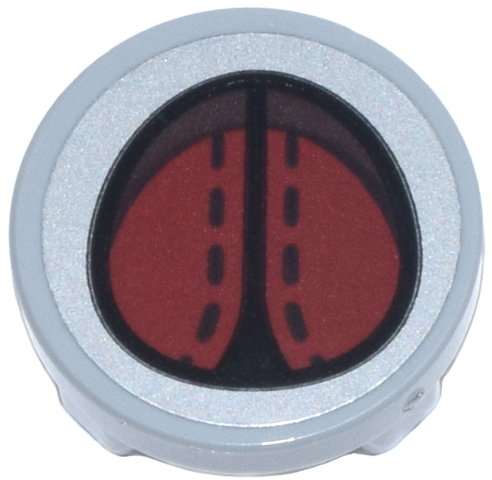 Lego Tile, Round 2 x 2 Inverted with Round Buckle with Dark Brown and Dark Red Straps with Black Dotted Line Stitches Pattern (Sticker) - Set 76341