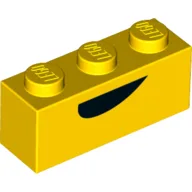 Brick 1 x 3 with Black Mouth Print / Yellow