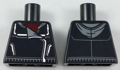Lego Torso Jacket with Dark Bluish Gray Collar Flap and Hood Pattern