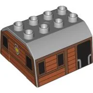 Duplo Train Cab, Upper Section with Thomas & Friends Toby Print / Light Bluish Gray