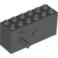 Windup Motor 2 x 6 x 2 1/3 with Raised Shaft Base - Long Axle / Dark Gray