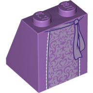 Lego Brick Sloped 65° 2 x 2 x 2 with Bottom Tube with Lavender Embroidered Skirt and Belt Print / Medium Lavender