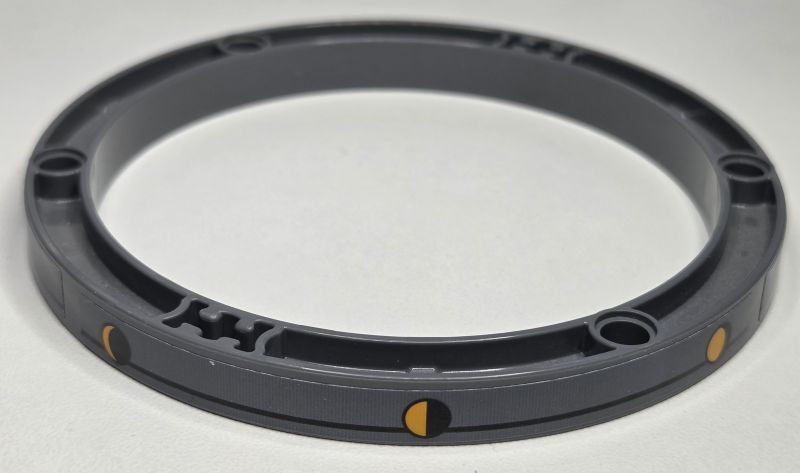 Lego Technic, Liftarm, Modified Frame Round Thick 11 x 11 Open Center with Black and Yellow Circles, Semicircles and Crescents, Phases of the Moon Pattern (Stickers) - Set 42179