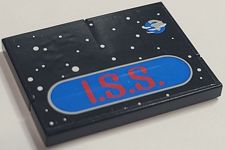 Lego Stickered Assembly 4 x 3 with 'I.S.S.' Logo on Space and Earth Background Pattern (Sticker) - Set 7467