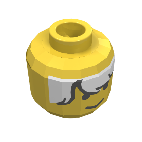 Lego Minifig Head, White Messy Hair with Bangs Print / Yellow