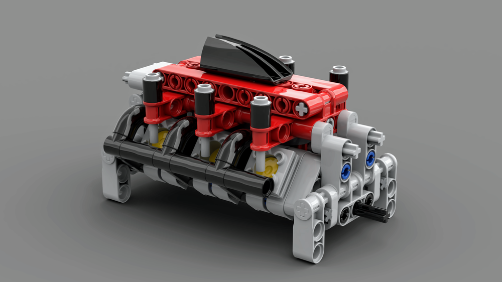 Lego Detailed V6 engine with working valves