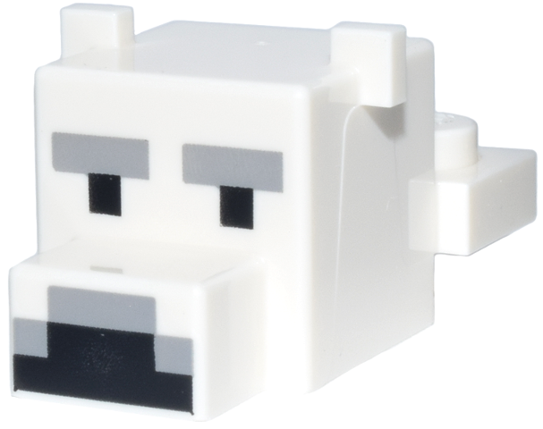 Lego Creature Head Pixelated Polar Bear with Face Pattern (Minecraft Polar Bear) / White