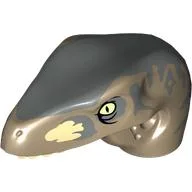 Animal Body Part, Dinosaur, Raptor Head with Tan Teeth and Sand Blue Blotches Print / Dark Tan