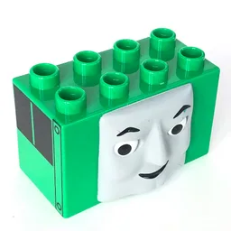 Duplo Brick 2 x 4 x 2, Molded Face with Cranky Print / Green