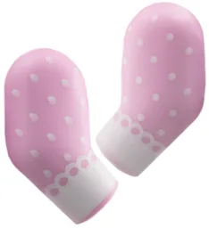Arm, (Matching Left and Right) Pair with White Spots and Lace Cuffs Pattern / Bright Pink