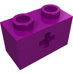 Technic Brick 1 x 2 with Axle Hole Type 1 [+ Opening] and Bottom Ridges / Purple