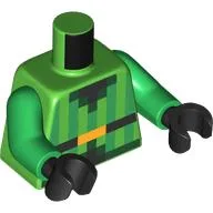 Torso, Pixelated Vest, Green Stripes, Black Belt, Gold Belt Buckle print, Bright Green Arms, Black Hands / Bright Green