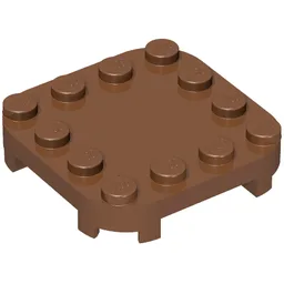 Plate Round Corners 4 x 4 x 2/3 Circle with Reduced Knobs / Reddish Brown