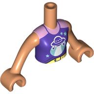 Lego Minidoll Torso Girl with Dark Purple Top with UFO, Bright Pink Shirt print, Nougat Arms and Hands / Nougat
