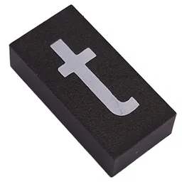 Modulex Tile 2 x 4 with White 't' Print, without Internal Supports / Modulex Tile Blue