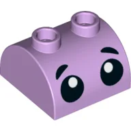 Brick Curved 2 x 2, Two Top Studs with 2 Black Eyes and Eyebrows Print / Lavender