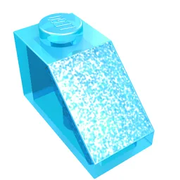 Brick Sloped 45° 2 x 1 with Bottom Pin / Trans-Light Blue