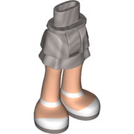 Lego Minidoll Hips and Layered Skirt with Light Nougat Legs and White Shoes with Ankle Straps Print / Flat Silver