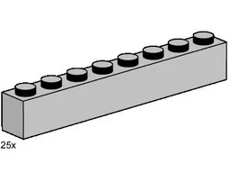 1 x 8 Light Grey Bricks