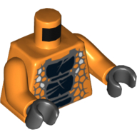 Lego Torso Snake with Black Scales Print (Snike), Orange Arms, Black Hands / Orange