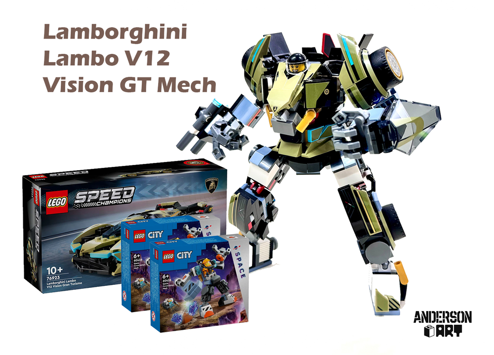 Lego Lamborghini Lambo V12 Vision GT x Mecha x Transformer (76923 + 2x 60428)