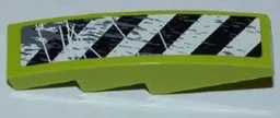 Slope, Curved 4 x 1 with Black and White Danger Stripes and Splatters Pattern Model Right Side (Sticker) - Set 8961