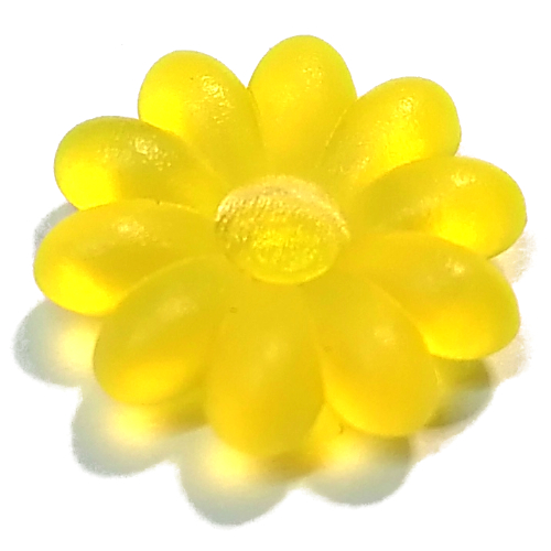 Lego Clikits Icon, Flower 2 x 2 Large, 10 Petals with Pin [Frosted] / Trans-Neon Yellow