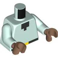 Torso, Minecraft Pixelated Black Collar, Belt, Yellow Buckle Print, Light Aqua Arms, Medium Brown Hands / Light Aqua